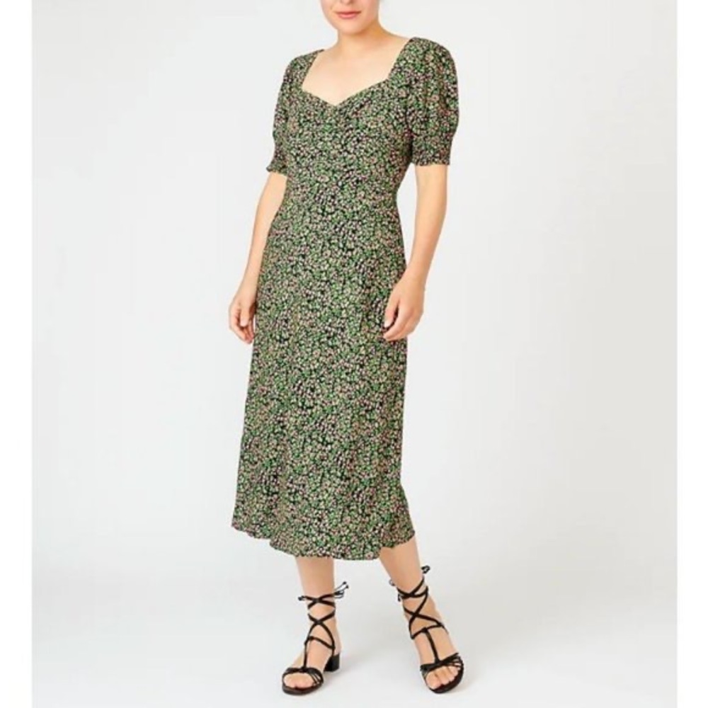 COPY - J. Crew Smocked Sleeve Midi Dress in Floral Sizes 14 and 16 Available